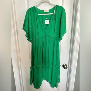 Emerald green v neck dress new with tags